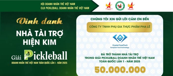 VINH DANH NHÀ TÀI TRỢ HIỆN KIM ✨ Giải Pickleball Doanh nhân Trẻ Việt Nam Toàn quốc lần I – Năm 2025